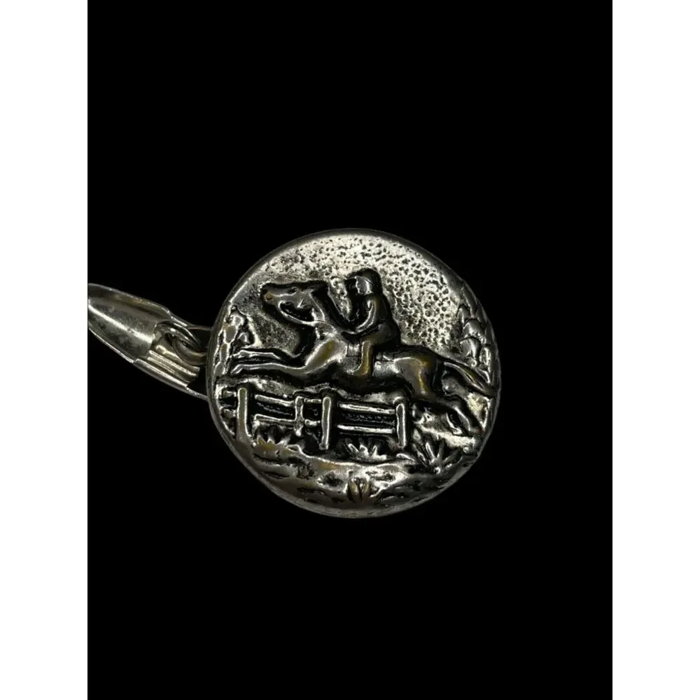 Equestrian Cross Country Horse Racing Vintage Men Silver Tone Fashion Cufflinks